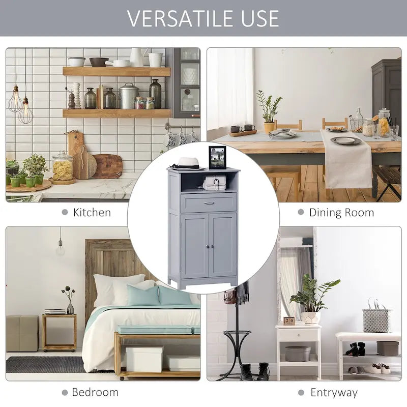Modern Freestanding Bathroom Storage Cabinet with Drawer & Adjustable Shelf