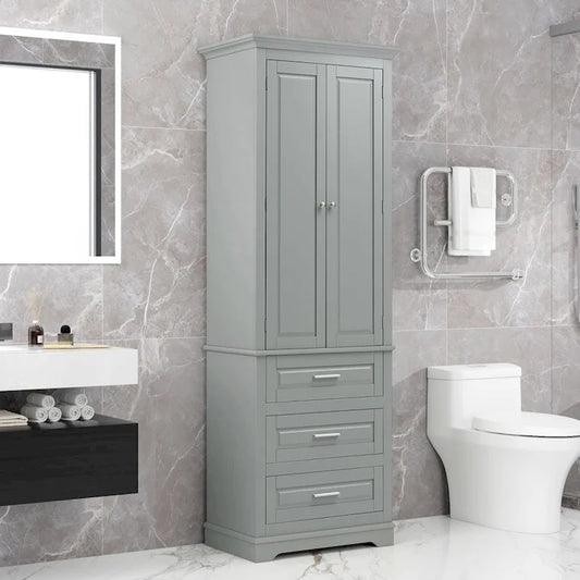 Meuble de rangement haut avec trois tiroirs pour salle de bain