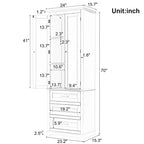 Tall Storage Cabinet with Three Drawers for Bathroom