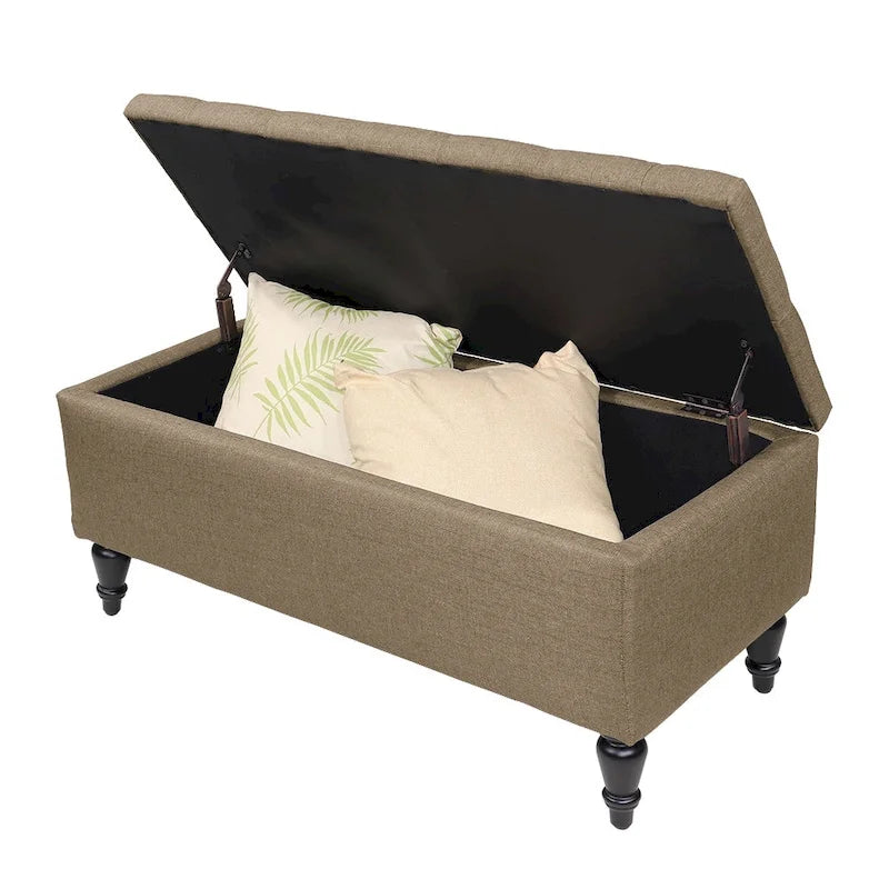 38" Fabric Upholstered Tufted Storage Bench
