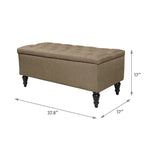 38" Fabric Upholstered Tufted Storage Bench