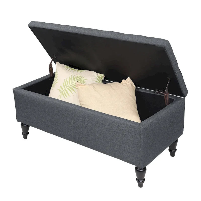 38" Fabric Upholstered Tufted Storage Bench