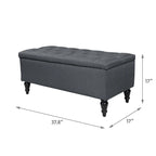 38" Fabric Upholstered Tufted Storage Bench
