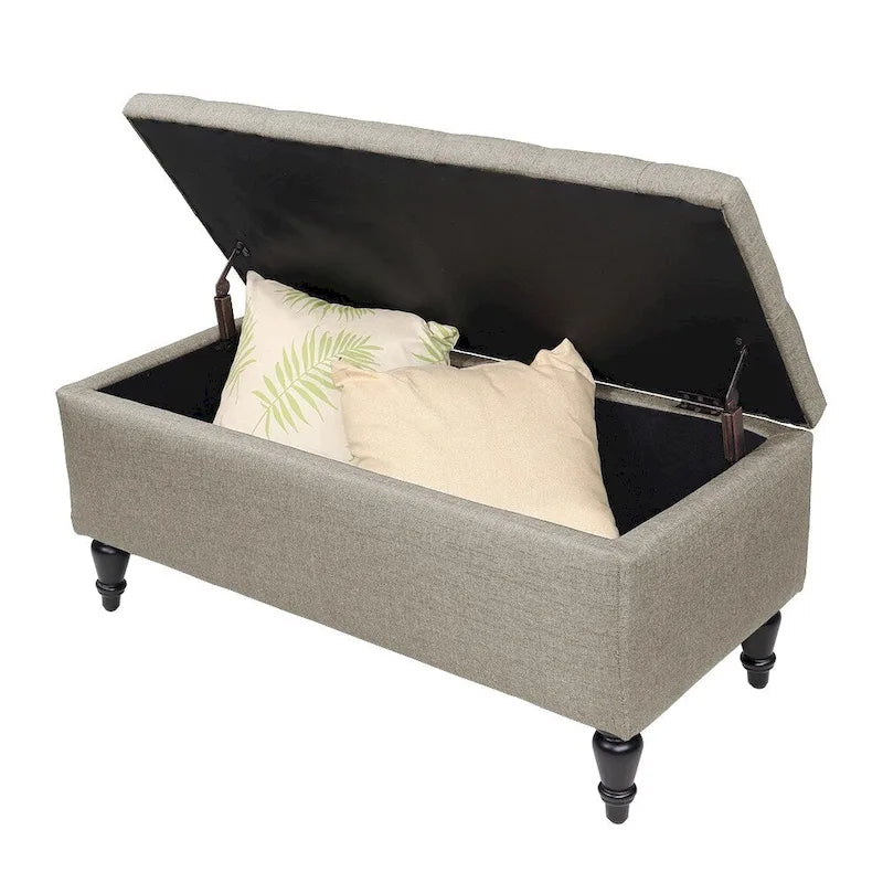 38" Fabric Upholstered Tufted Storage Bench