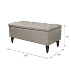38" Fabric Upholstered Tufted Storage Bench