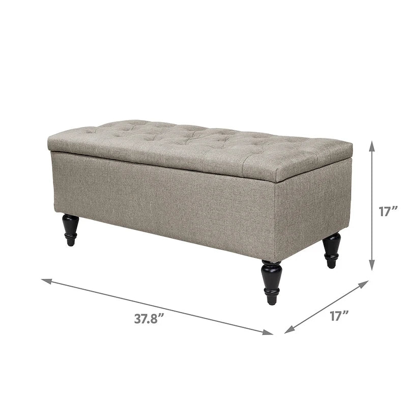 38" Fabric Upholstered Tufted Storage Bench