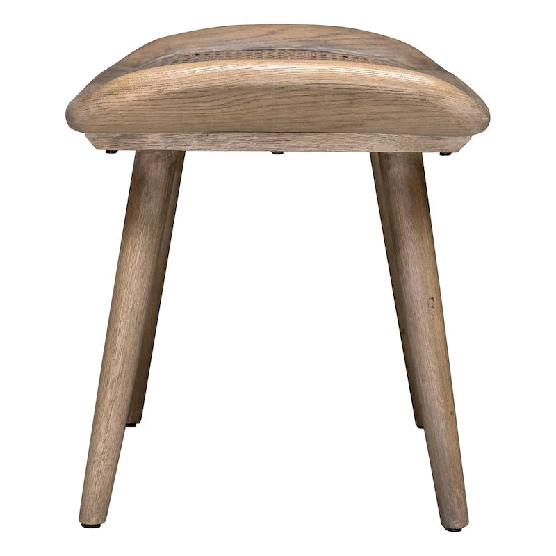 Scandinavian Small Bench with Rattan Top & Oak Frame