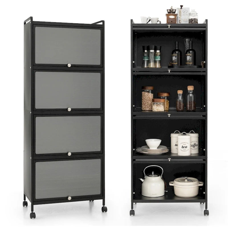 5-Tier Kitchen Baker's Rack with Flip-up PC Doors - 23.5 x 12.5 x 60.5 (L x W x H)