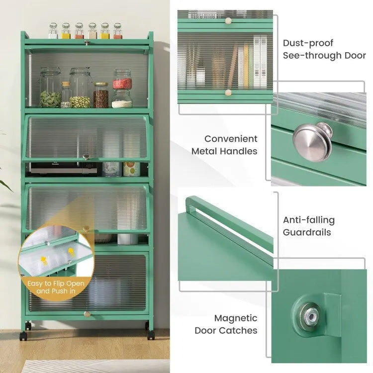 5-Tier Kitchen Baker's Rack with Flip-up PC Doors - 23.5 x 12.5 x 60.5 (L x W x H)