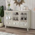 3 Door Mirrored Buffet Cabinet with Silver Handle - N/A