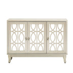 3 Door Mirrored Buffet Cabinet with Silver Handle - N/A