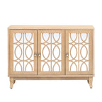 3 Door Mirrored Buffet Cabinet with Silver Handle - N/A