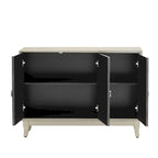 3 Door Mirrored Buffet Cabinet with Silver Handle - N/A