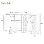 3 Door Mirrored Buffet Cabinet with Silver Handle - N/A