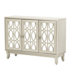 3 Door Mirrored Buffet Cabinet with Silver Handle - N/A