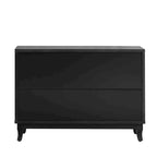 3 Door Mirrored Buffet Cabinet with Silver Handle - N/A