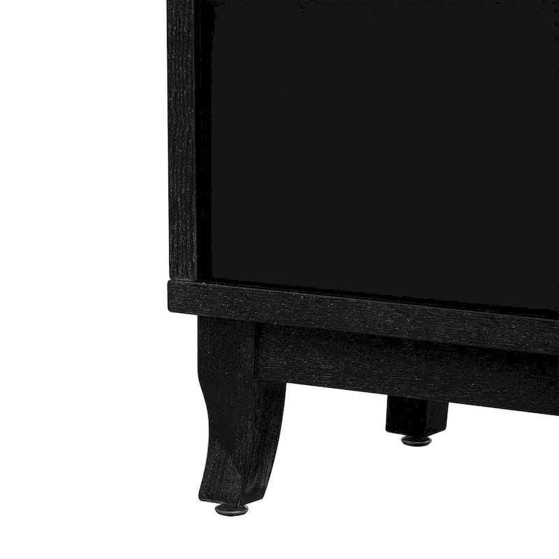 3 Door Mirrored Buffet Cabinet with Silver Handle - N/A