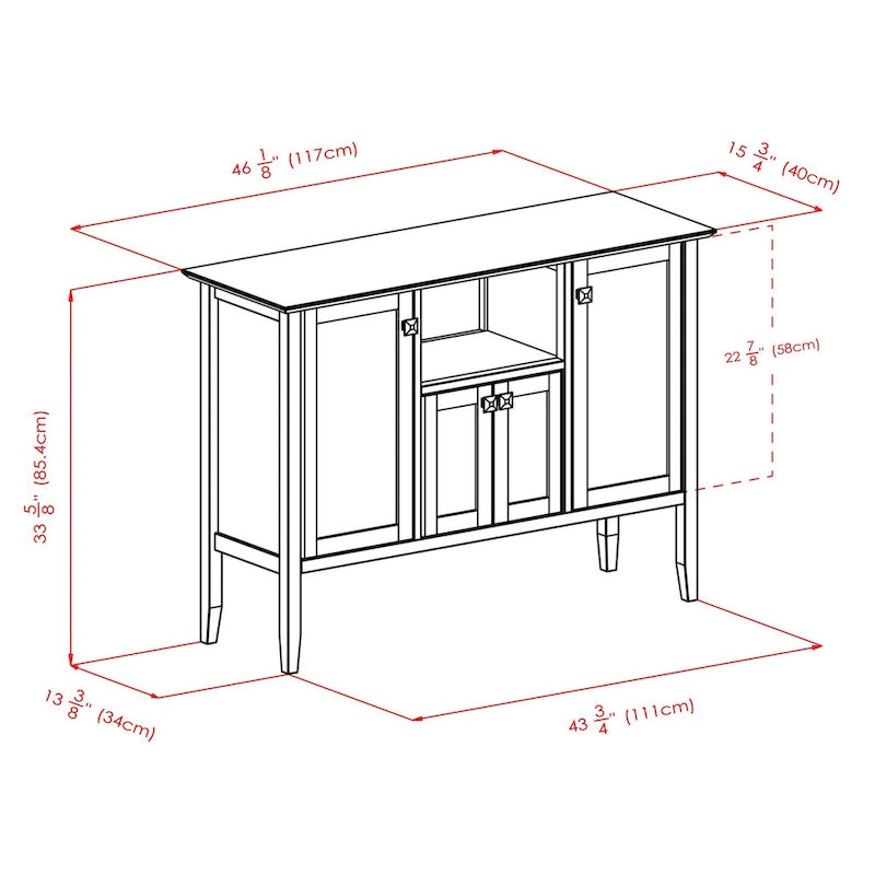 Coffee Buffet Cabinet - 46W x 15.75D x 33.6H