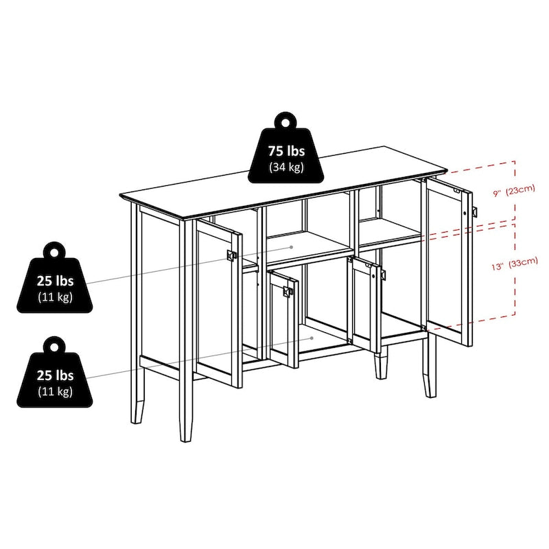 Coffee Buffet Cabinet - 46W x 15.75D x 33.6H