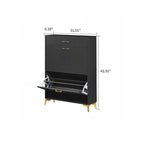 Modern Stylish Wooden Shoe Storage Cabinet with Gold Metal Handles and Legs