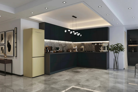 Armoire de cuisine noire - 3,05 m de large - 94x120