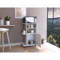 Kitchen Cart with Single Door Cabinet & Four Casters - White Finish