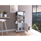Kitchen Cart with Single Door Cabinet & Four Casters - White Finish