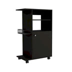 Kitchen Cart with Single Door Cabinet & Four Casters - White Finish