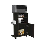 Kitchen Cart with Single Door Cabinet & Four Casters - White Finish