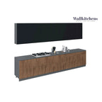 Natural Teak & Black Kitchen Cabinet - 13Ft Wide, Soft-Close