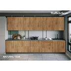 Natural Teak & Black Kitchen Cabinet - 13Ft Wide, Soft-Close