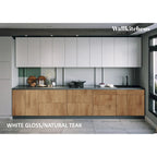 Natural Teak & Black Kitchen Cabinet - 13Ft Wide, Soft-Close