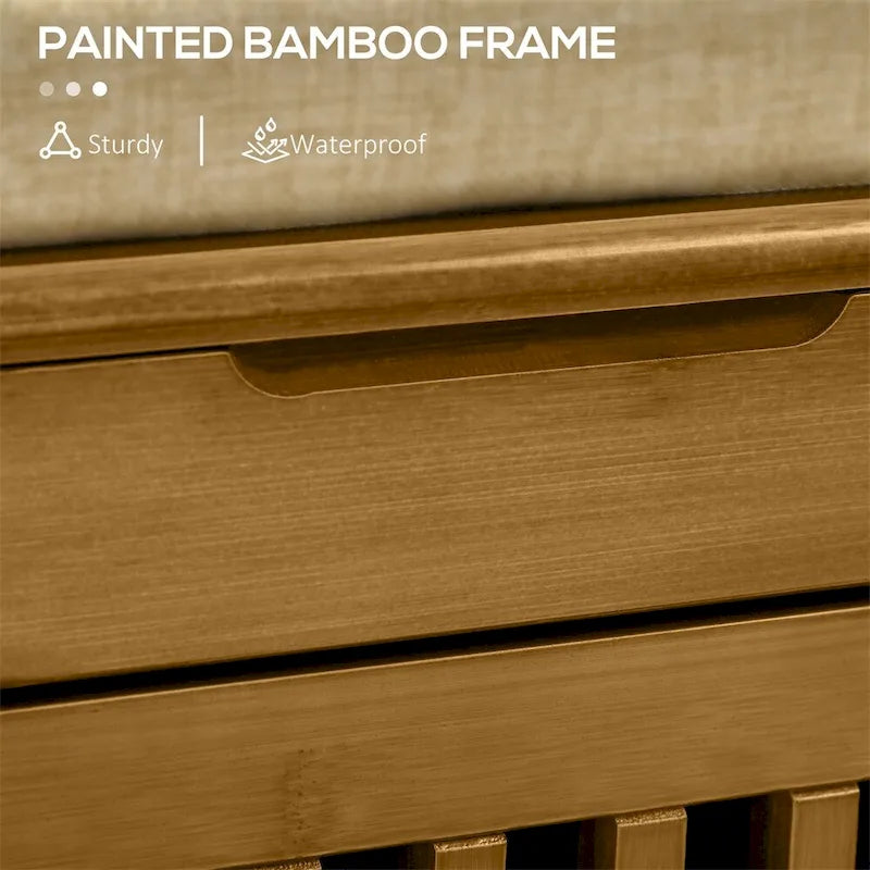 Bamboo Shoe Bench with Seating Cushion and Hidden Compartment