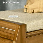 Bamboo Shoe Bench with Seating Cushion and Hidden Compartment