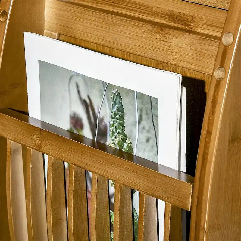 Bamboo Shoe Bench with Seating Cushion and Hidden Compartment