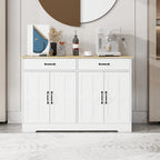 47.95" Farmhouse Buffet Cabinet Sideboard with 2 Drawers & 4 Doors - White