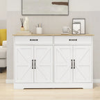 47.95" Farmhouse Buffet Cabinet Sideboard with 2 Drawers & 4 Doors - White