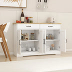 47.95" Farmhouse Buffet Cabinet Sideboard with 2 Drawers & 4 Doors - White