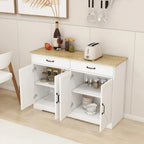 47.95" Farmhouse Buffet Cabinet Sideboard with 2 Drawers & 4 Doors - White