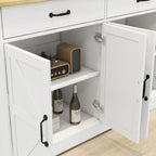 47.95" Farmhouse Buffet Cabinet Sideboard with 2 Drawers & 4 Doors - White