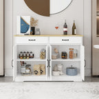 47.95" Farmhouse Buffet Cabinet Sideboard with 2 Drawers & 4 Doors - White