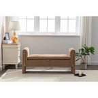 Teddy Fabric Storage Bench Bedroom Bench With Gold Metal Trim Strip For Living Room Bedroom Indoor