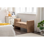 Teddy Fabric Storage Bench Bedroom Bench With Gold Metal Trim Strip For Living Room Bedroom Indoor