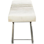 Leather Bench & Stool with Silver X-Base - Beige & Gray, Indoor Accent Seating
