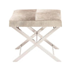 Leather Bench & Stool with Silver X-Base - Beige & Gray, Indoor Accent Seating