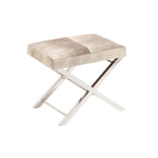 Leather Bench & Stool with Silver X-Base - Beige & Gray, Indoor Accent Seating