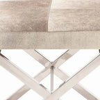Leather Bench & Stool with Silver X-Base - Beige & Gray, Indoor Accent Seating
