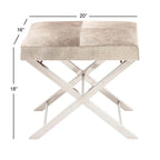 Leather Bench & Stool with Silver X-Base - Beige & Gray, Indoor Accent Seating