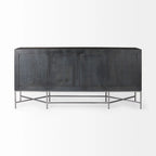 Two-Tone Brown Solid Wood 4-Cabinet Sideboard with Silver Frame