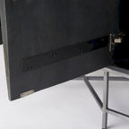 Two-Tone Brown Solid Wood 4-Cabinet Sideboard with Silver Frame